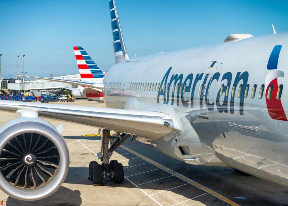 An American Airline jet parked on the tarmac