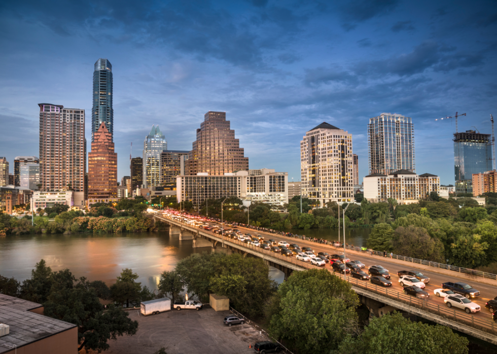 View of the Austin skyline from across a river