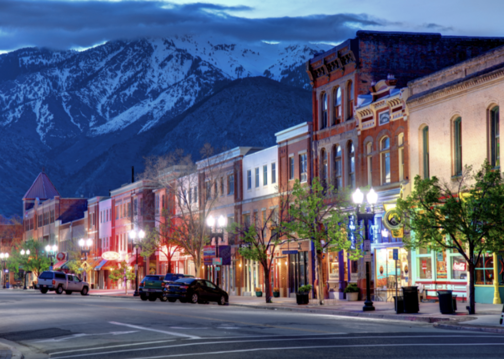 Downtown Ogden, Utah at dusk.