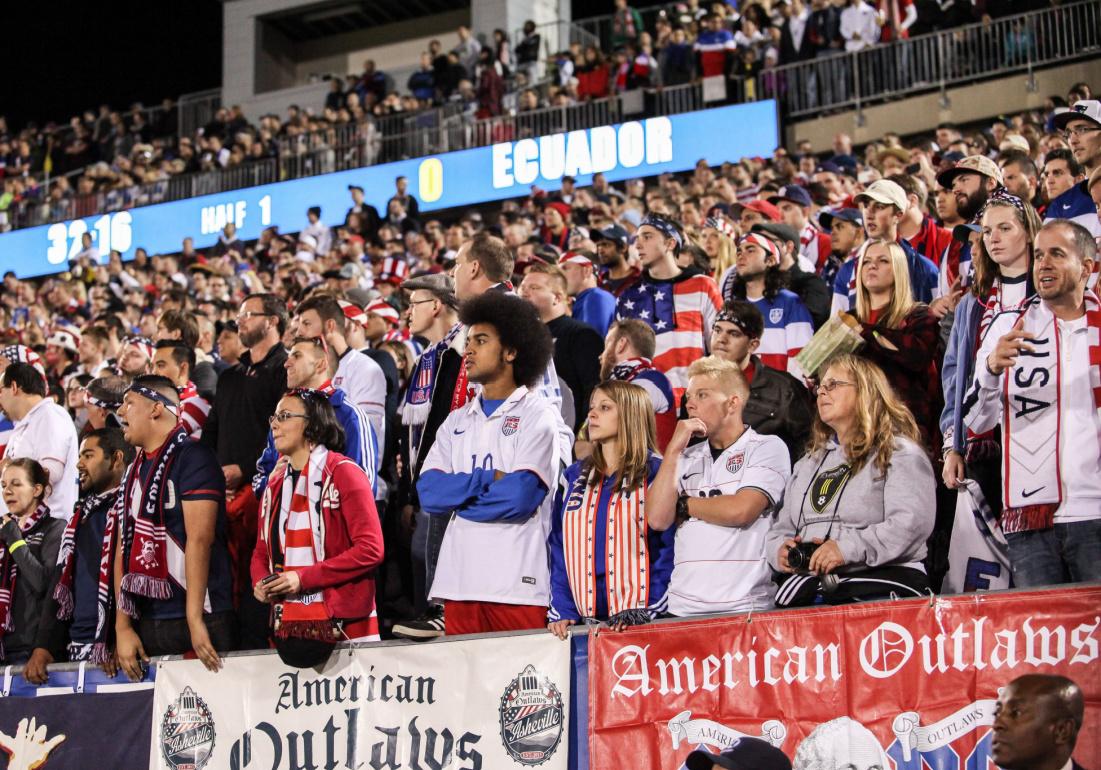 Soccer fans attend a match in Hartford, Connecticut.