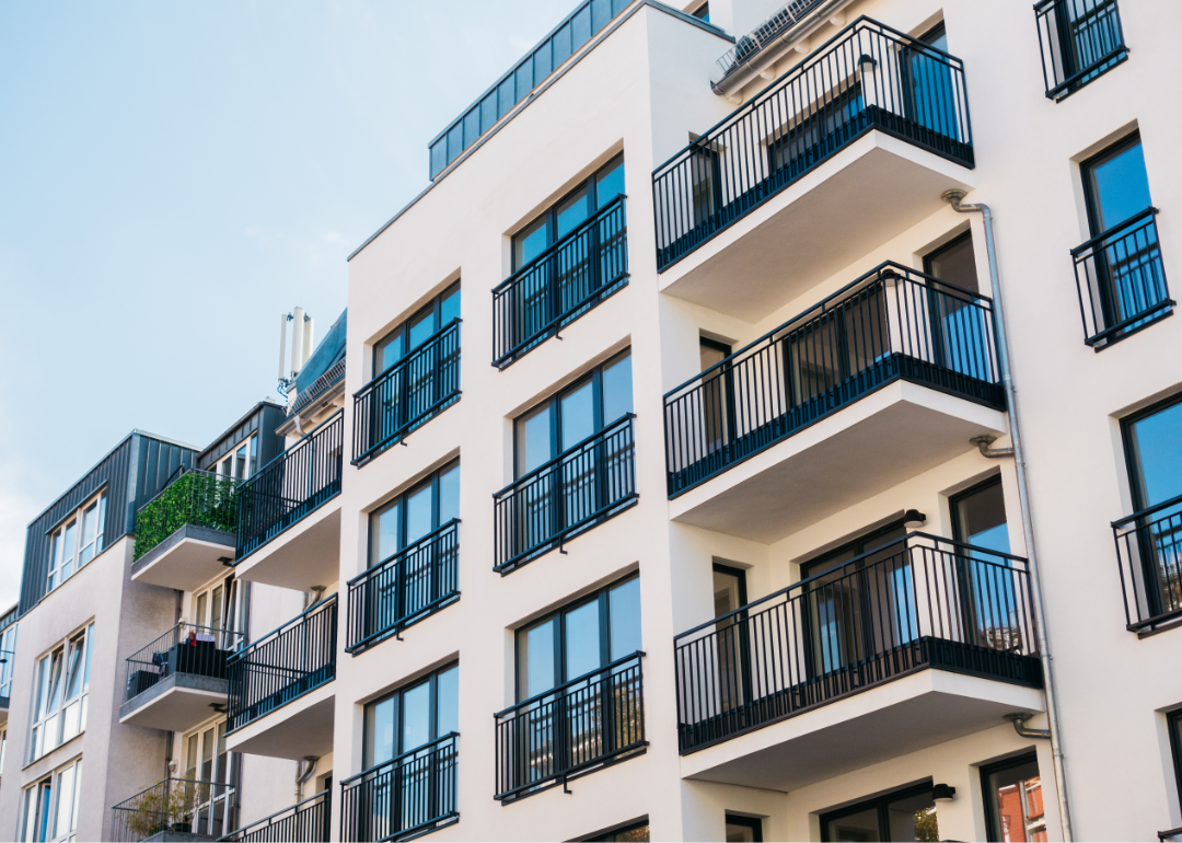 Exterior of a modern apartment building.