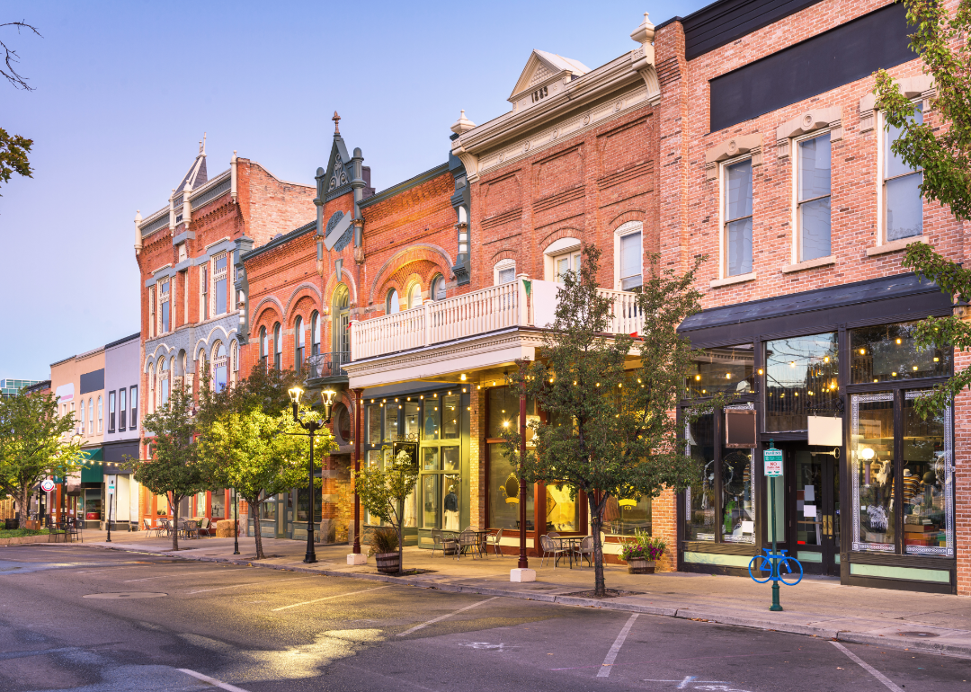 A street of shops in Provo, Utah.