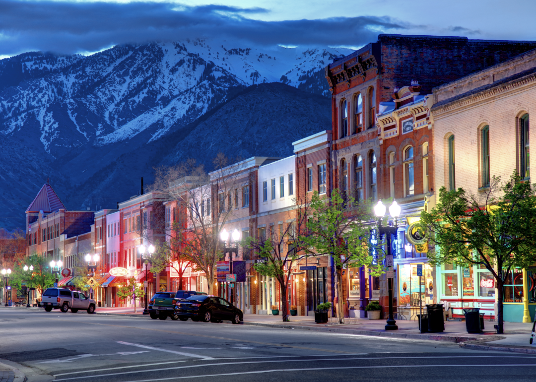 Downtown Ogden, Utah at night.