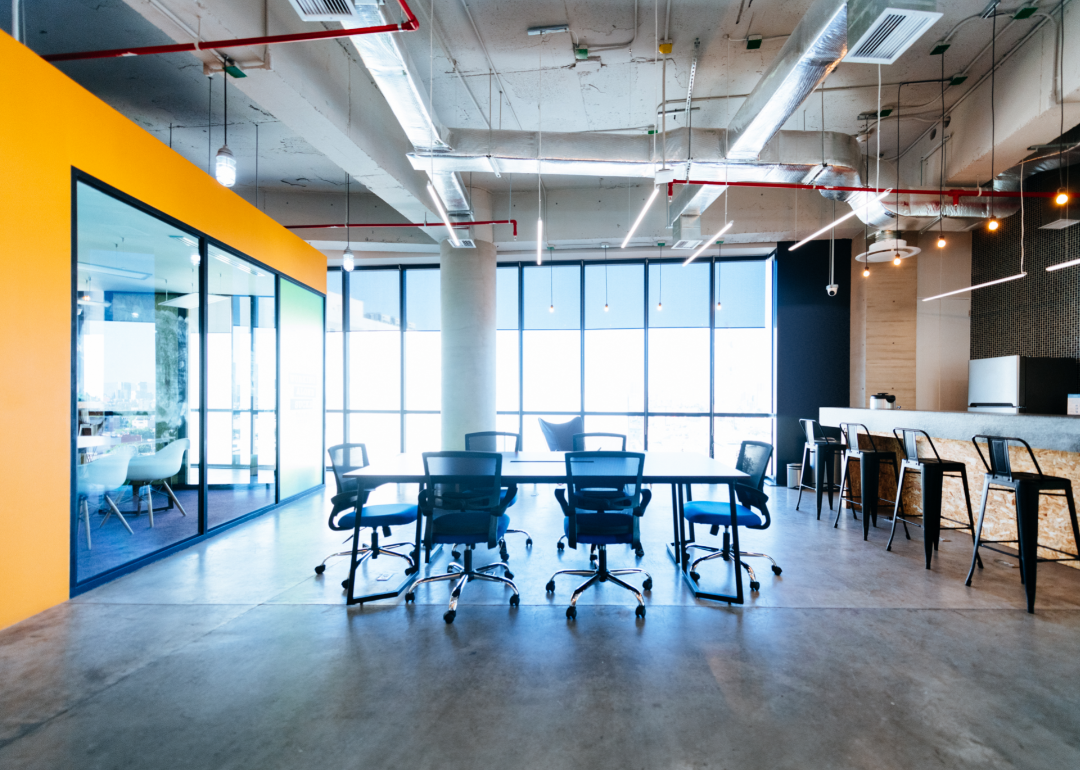 An empty loft-like workspace.