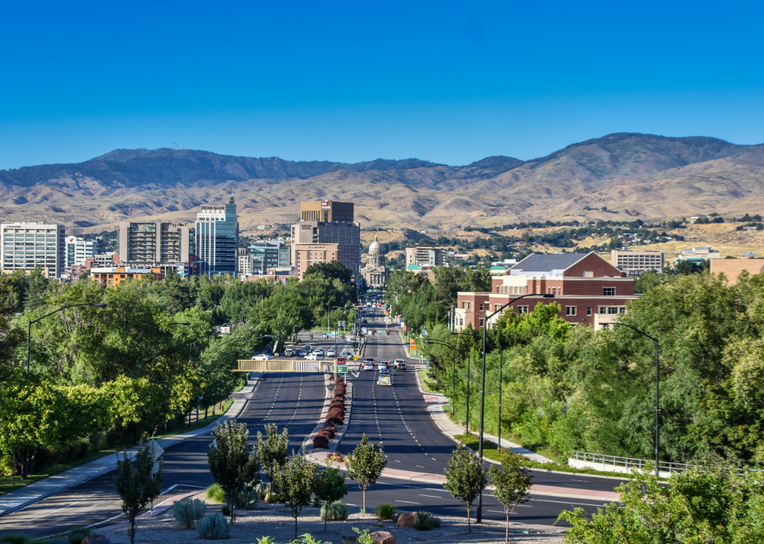 Aerial view of a town in Boise, Idaho.