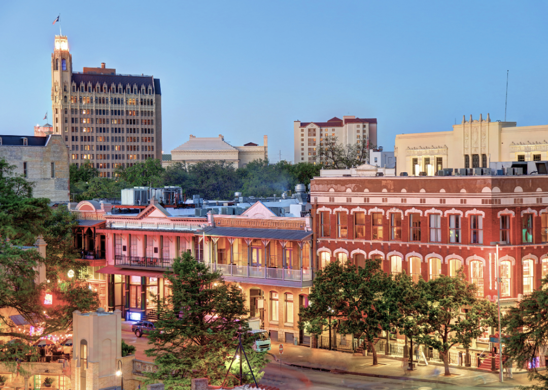 Aerial view of a town in San Antonio.