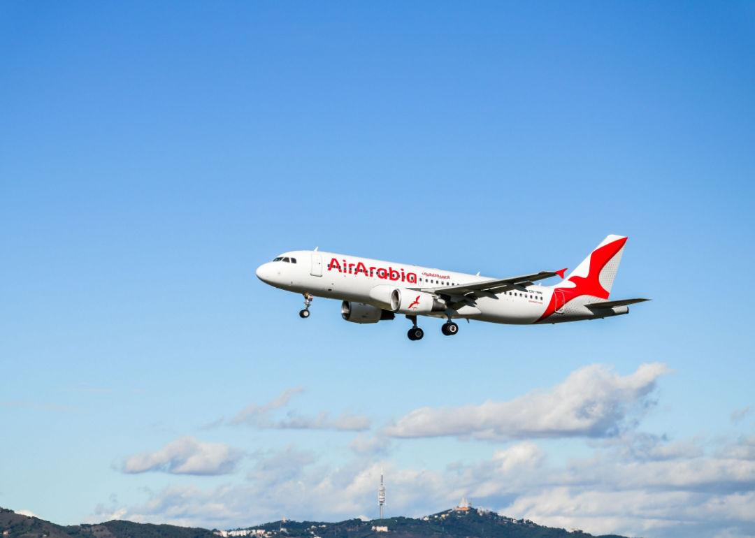 An Air Arabia jet in flight.