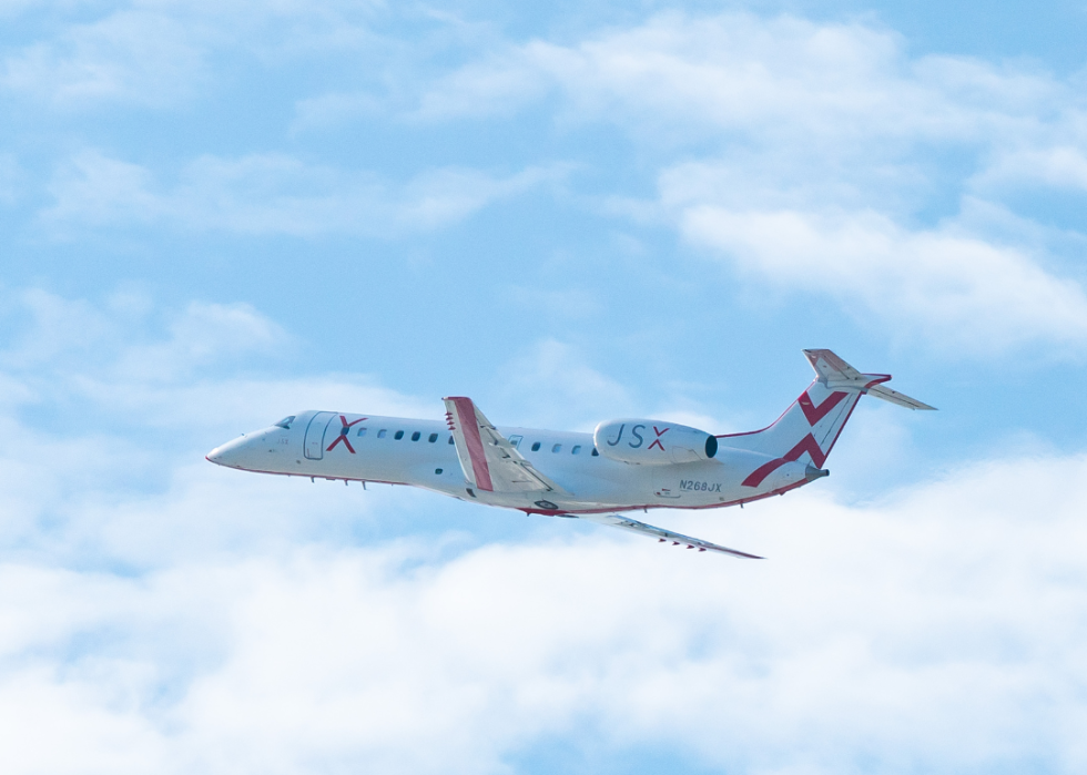 Exterior image of a JSX plan flying.