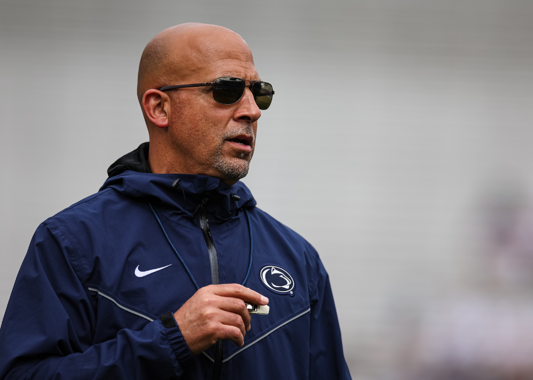 Head coach James Franklin of the Penn State Nittany Lions looks on during the Penn State Spring Football Game at Beaver Stadium on April 15, 2023 in State College, Pennsylvania.