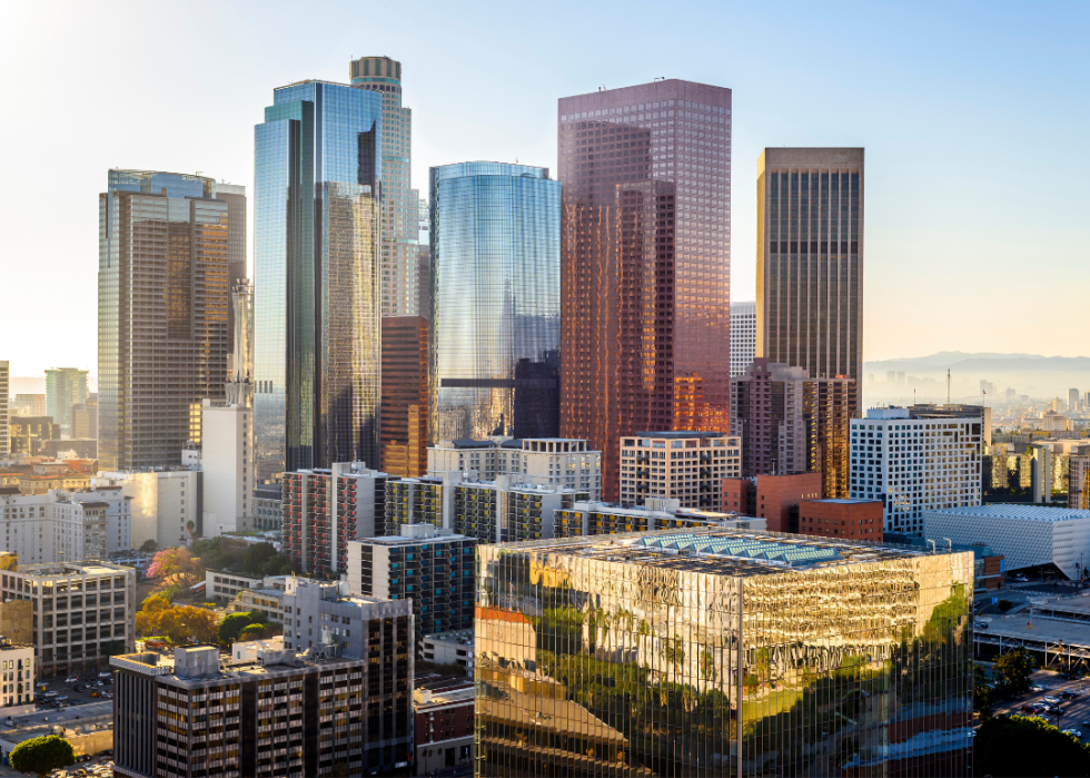 Aerial view of downtown Los Angeles.