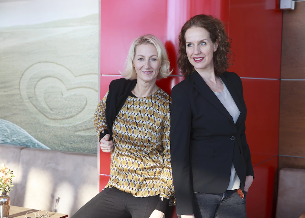 Angela Nelissen (left) and Christiane Haasis (right) have been in a job share partnership for 15 years.