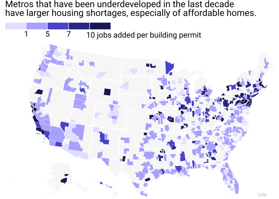 A heat map showing how the Midwest and Northeast fared during the housing crunch of 2023.
