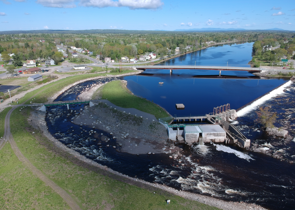 The Howland Dam bypass enables fish to pass safely through.