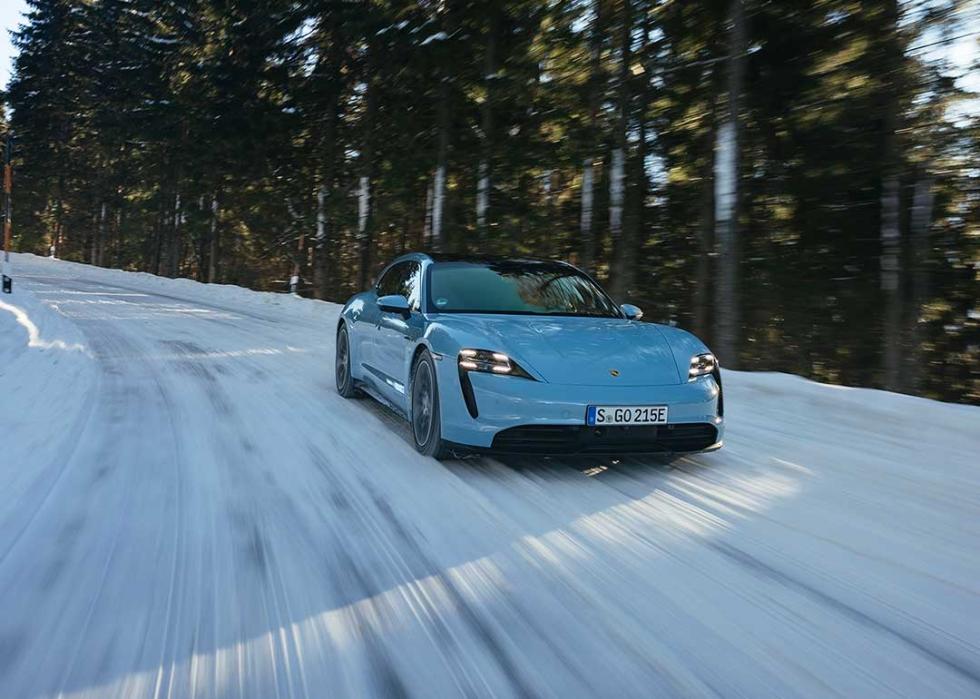 light blue porsche taycan 4S