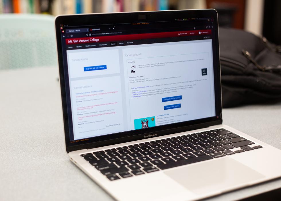 A laptop on a desk
