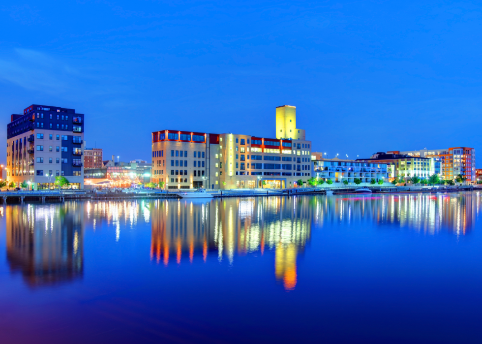 view of green bay, WI at night