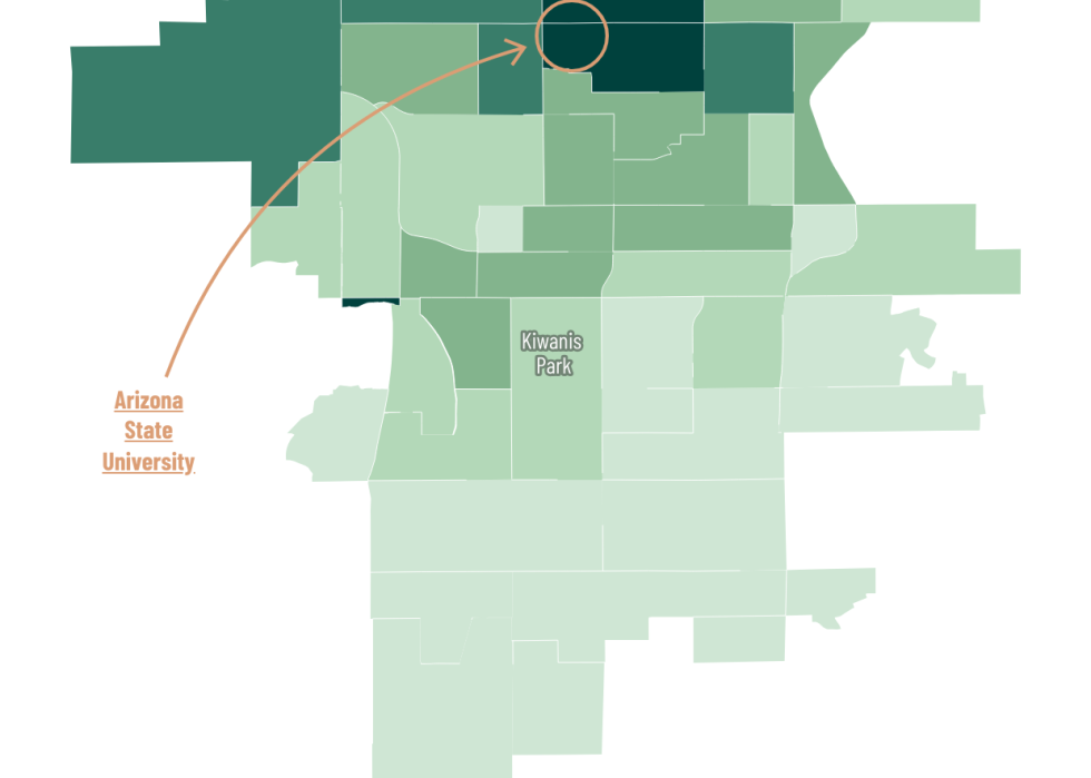 map, showing “Federal-only voter concentrations in Tempe, near ASU campus”