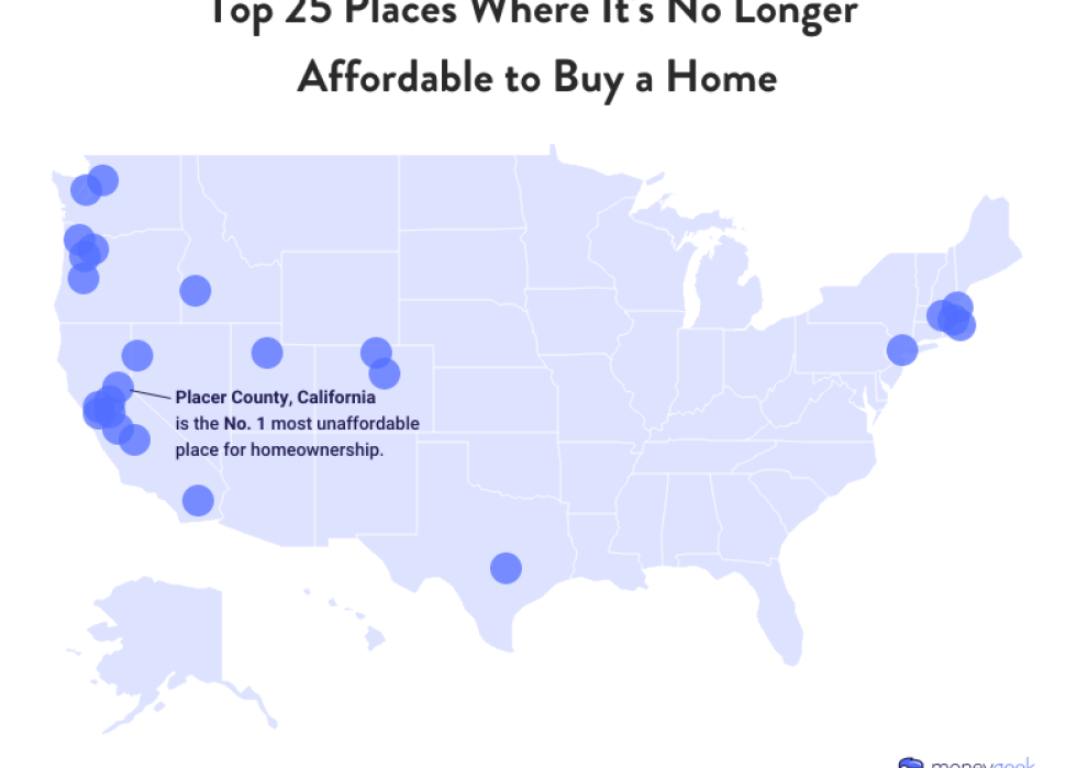 map of 25 cities where its unaffordable to buy a home