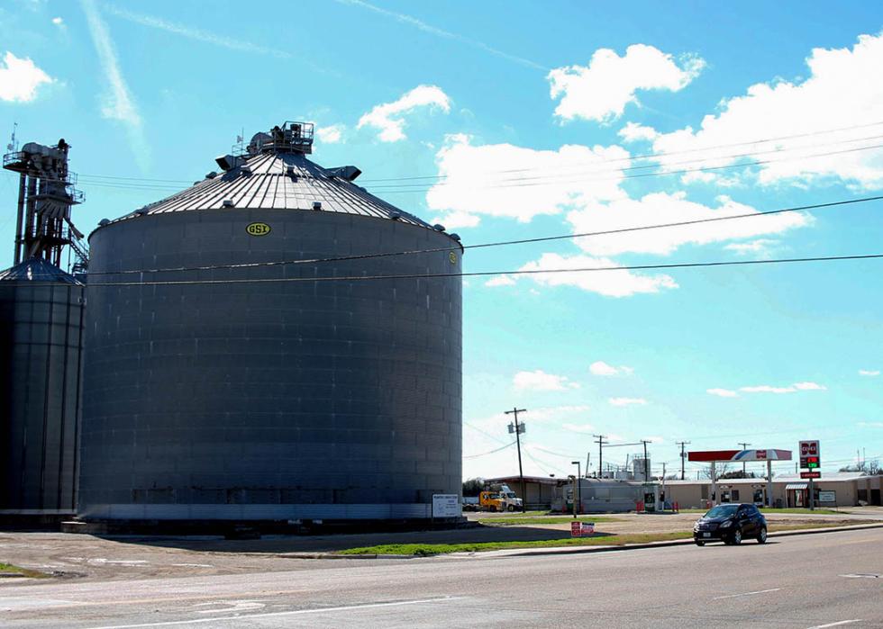 grain bin and gas station in Odem, TX