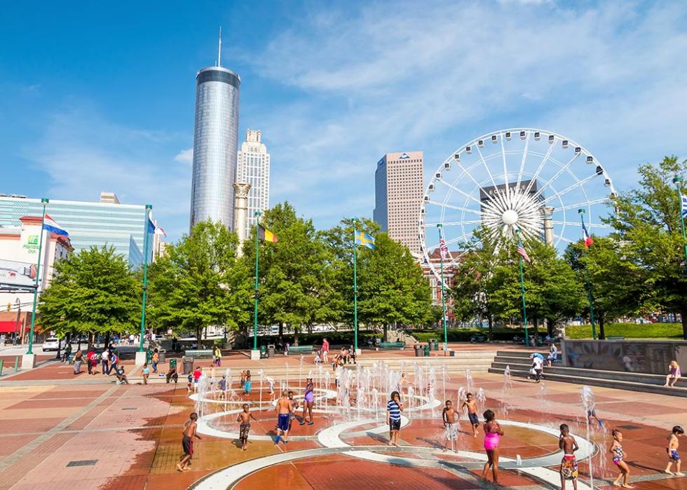 Children play at Centennial Olympic Park in Atlanta