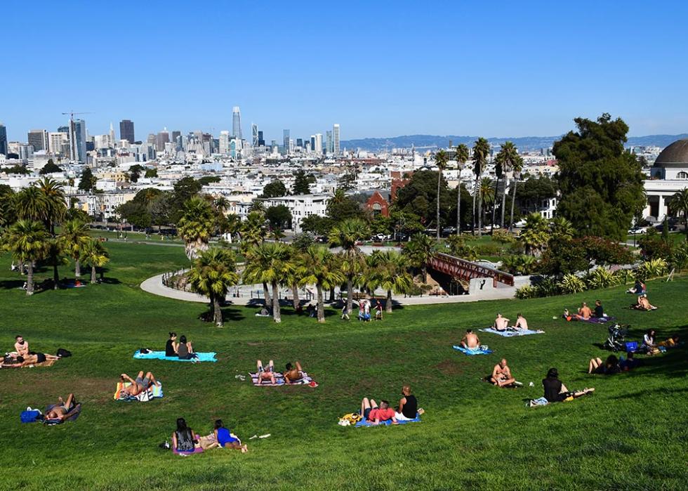 People relaxing in Dolores Park, San Francisco