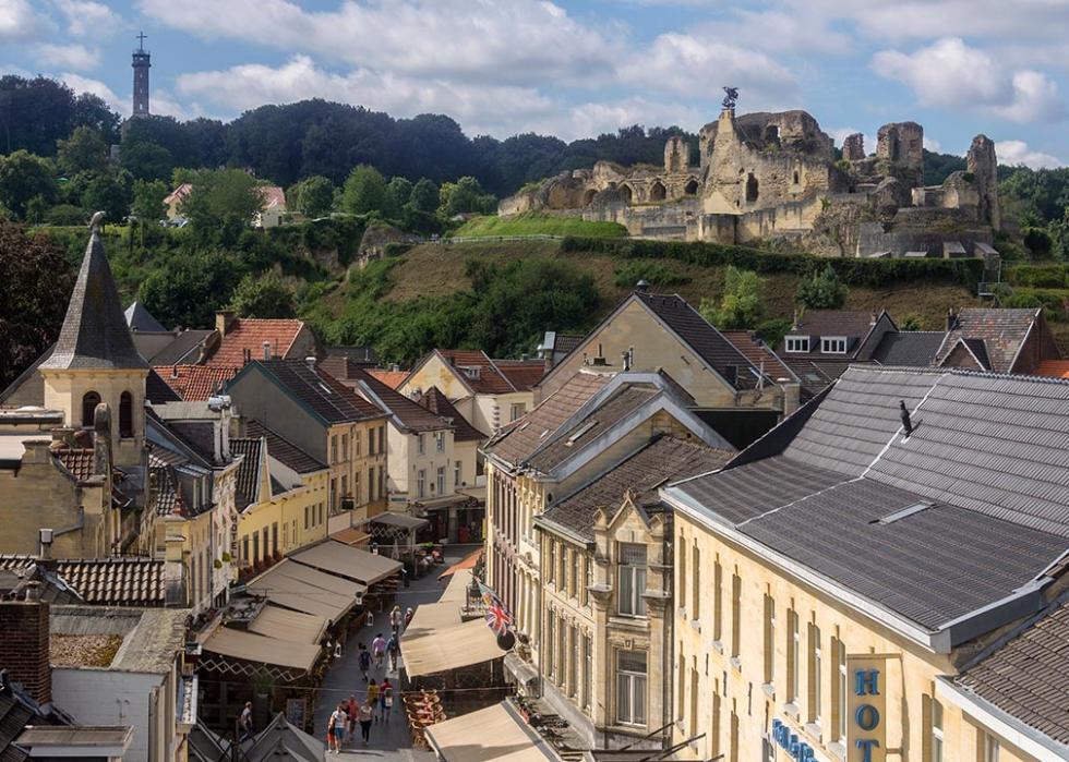 Valkenburg Castle above the town of Valkenburg aan de Geul in the Netherlands.