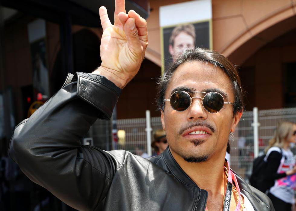 Nusret Gokce "Salt Bae" poses for a photo in the paddock before the F1 Grand Prix of Monaco at Circuit de Monaco on May 26, 2019 in Monte-Carlo, Monaco.