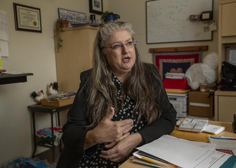 Cathy Darling Allen, the County Clerk and Registrar of Voters in Shasta County, is photographed inside her office at the Shasta County Clerk & Elections office in Redding.