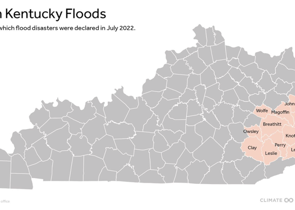 Map showing data on “Eastern Kentucky Floods”.