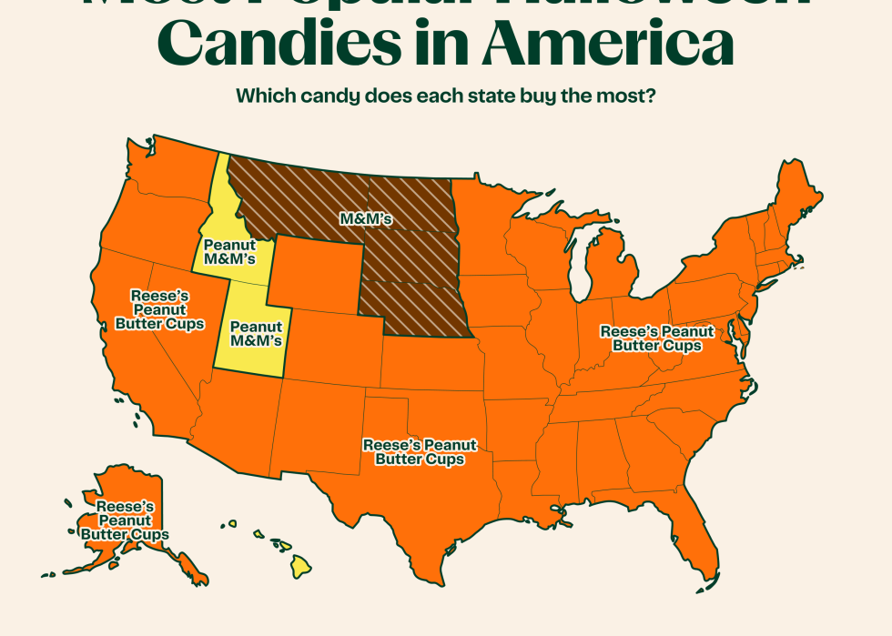 Most popular Halloween candies in America by state.
