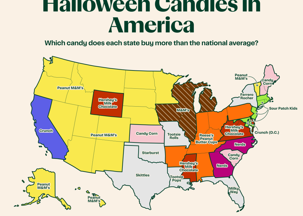 Most uniquely popular Halloween candies in America by state.