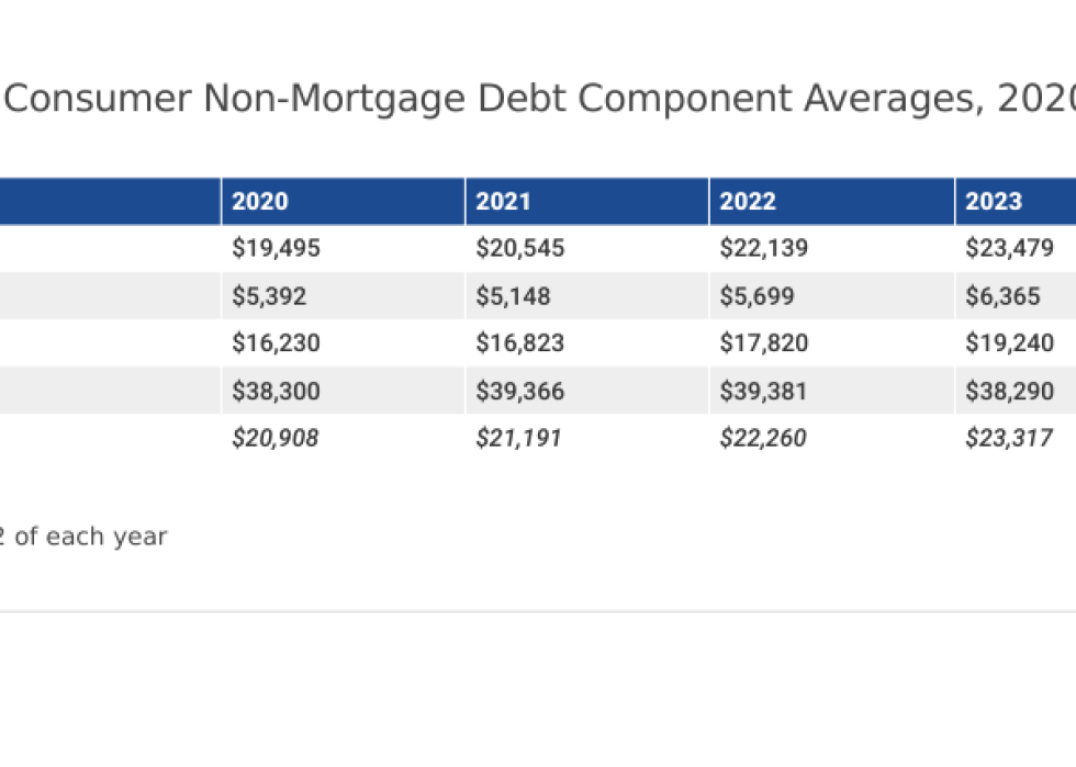 Table showing debt balance from 2020-2024.