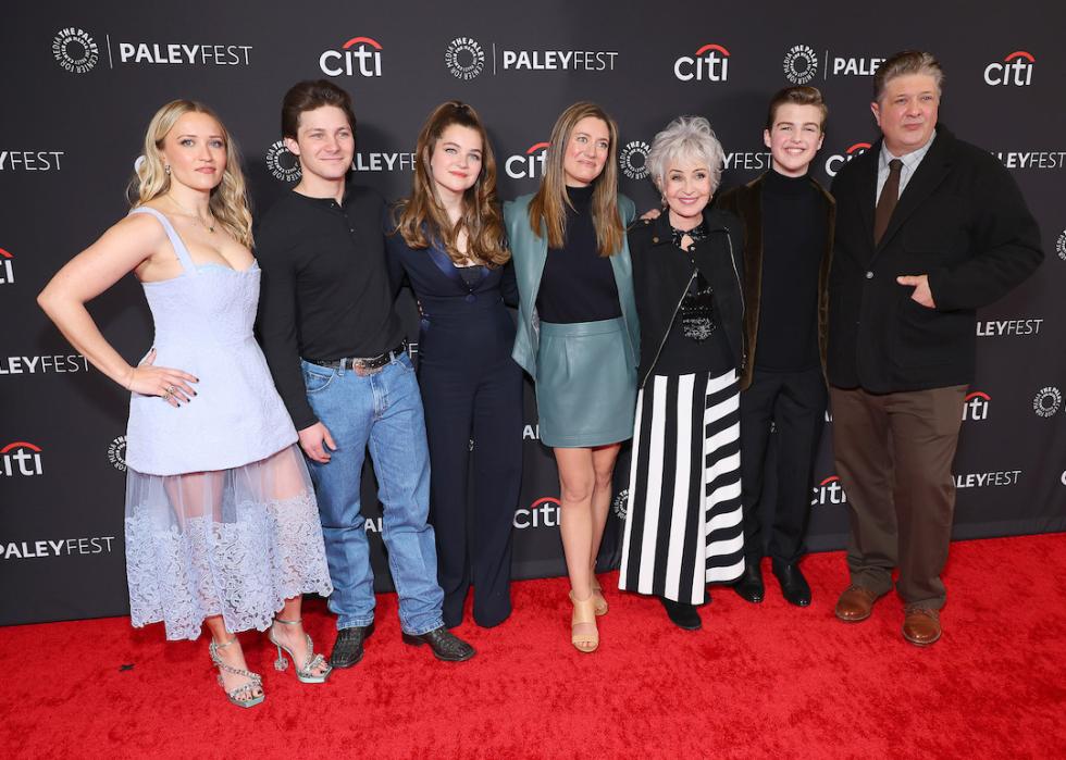 Actors Emily Osment, Montana Jordan, Raegan Revord, Zoe Perry, Maureen J. Reidy, Annie Potts, Iain Armitage, and Lance Barber attend PaleyFest LA 2024 in Hollywood, California.