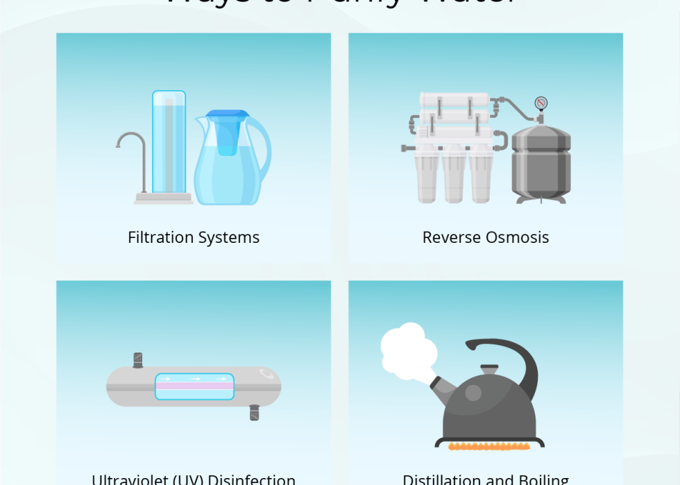 Infographic showing 4 ways to purify water.