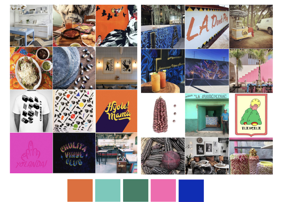 A collection of inspiration images that went into the restaurant’s design.