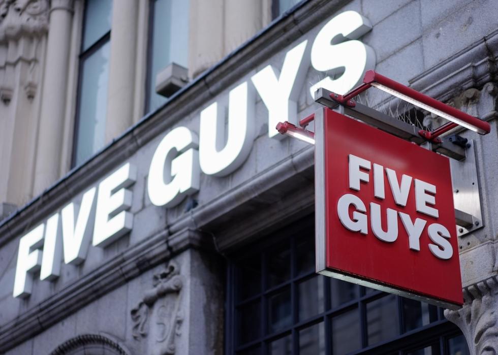 A Five Guys storefront sign.