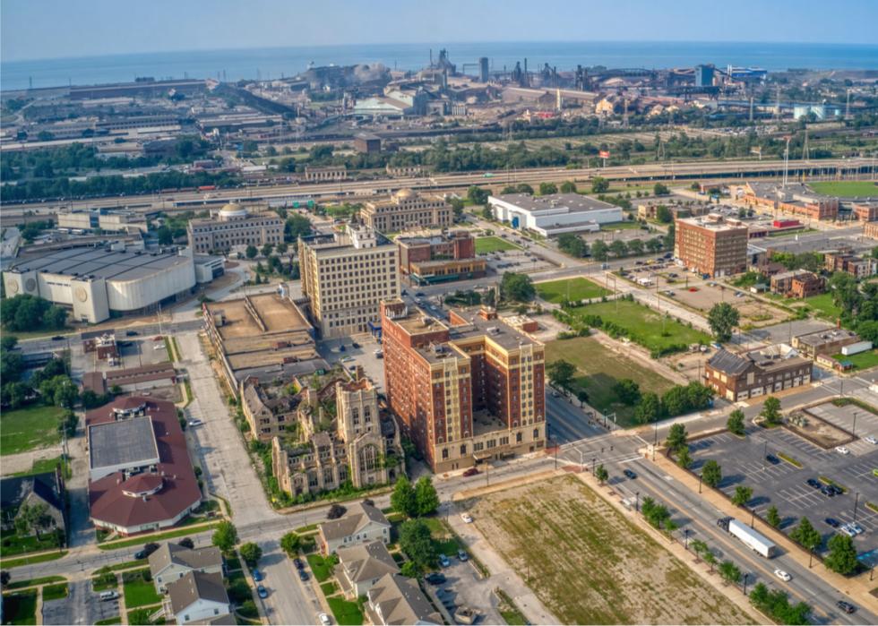 Aerial View of Downtown Gary.