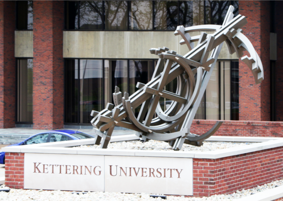 Scuplture at entrance to Kettering University.