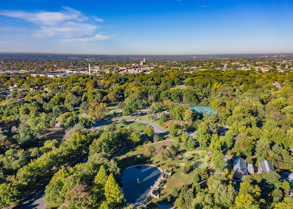 Aerial showing suburban St. Louis.