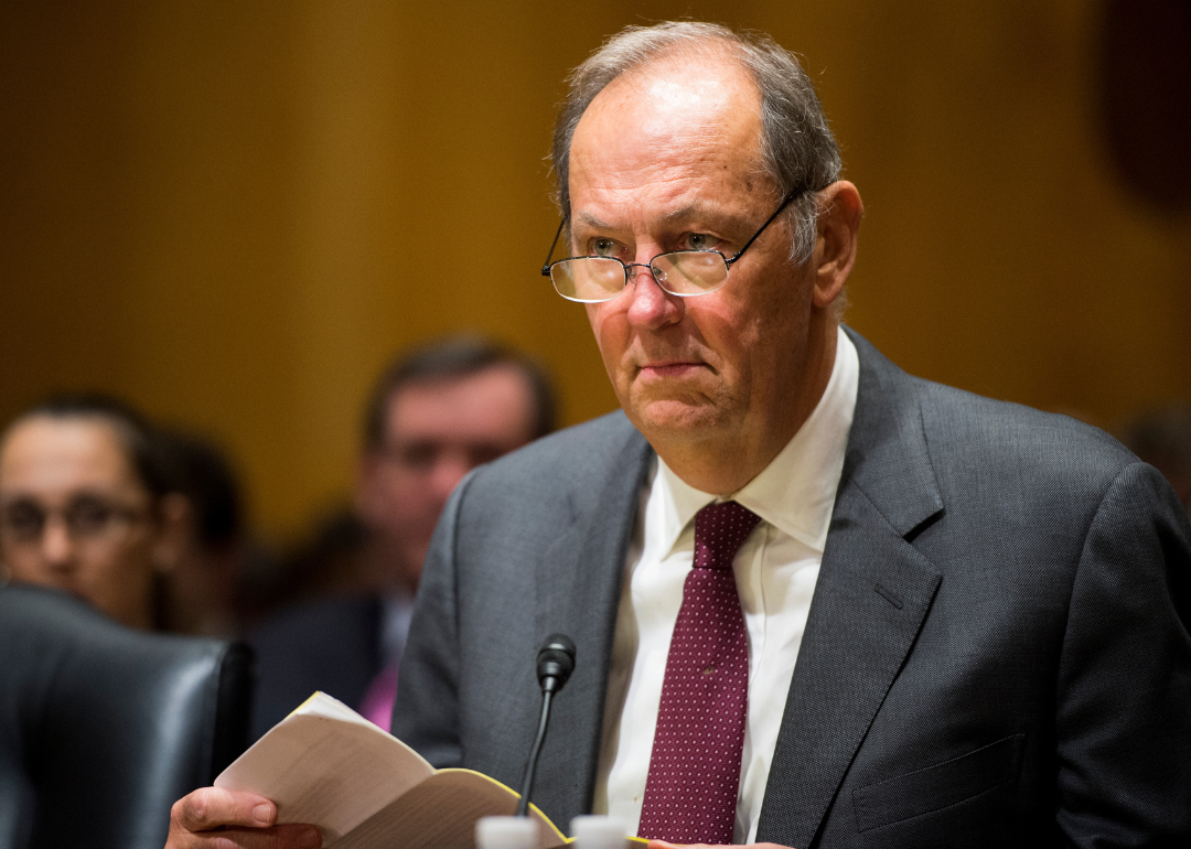 Former Sen. Bill Bradleyattends Senate Finance Committee hearing.