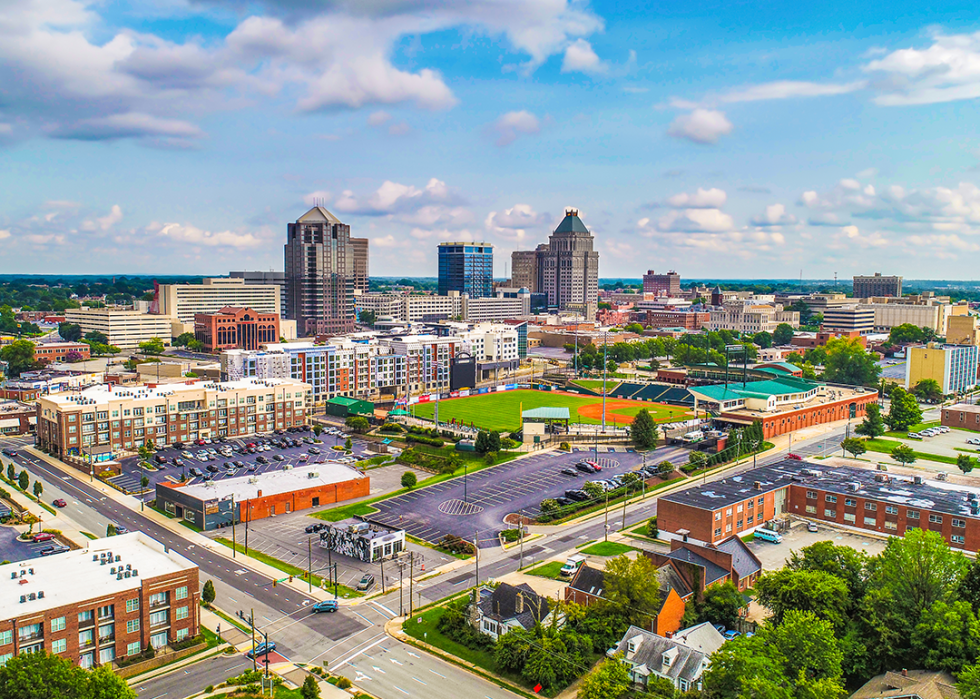 Aerial of downtown Greensboro.