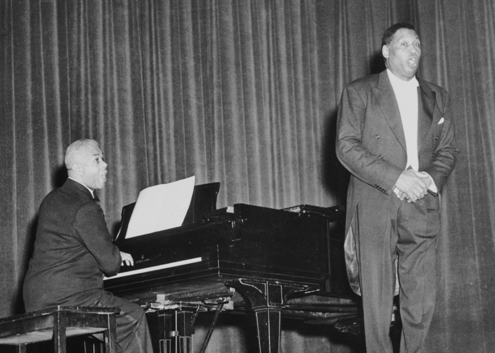 Paul Robeson and Lawrence Brown performing.