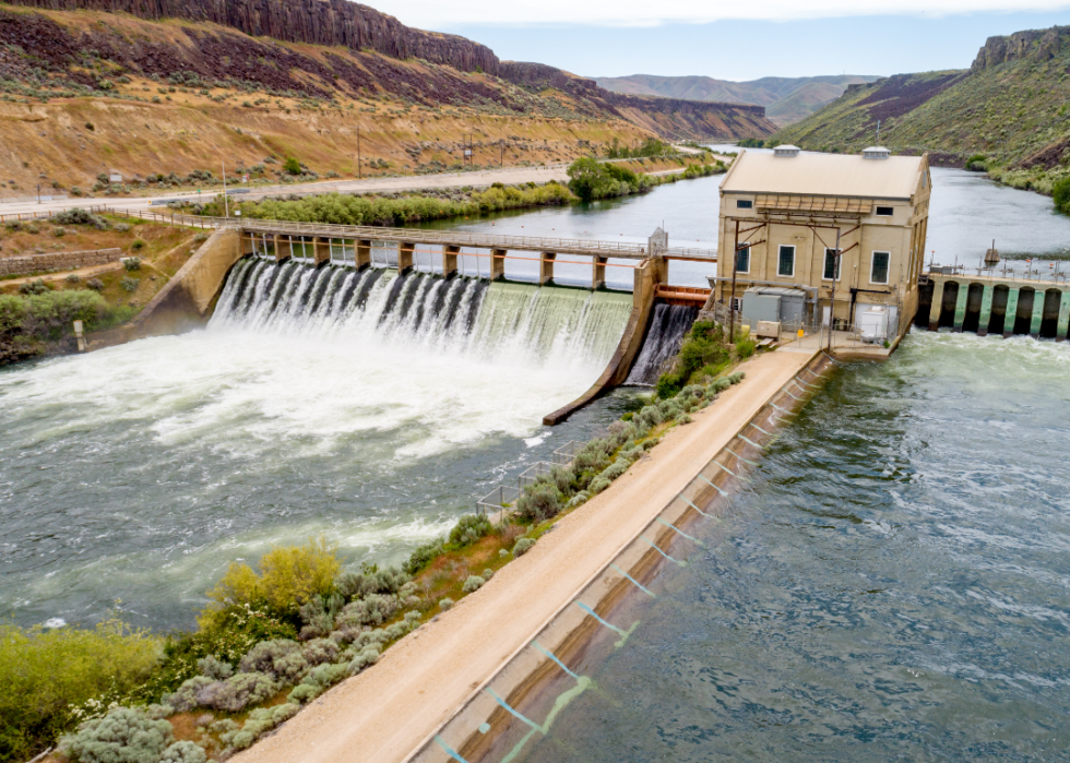 Irrigation canal feeding off from a diversion dam on the Boise River.