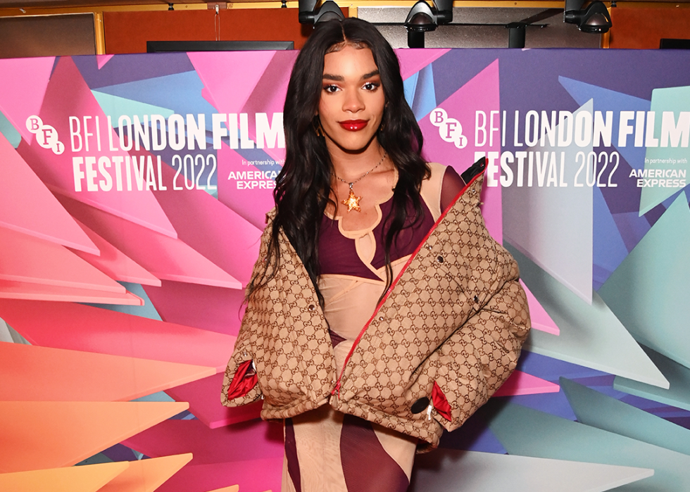 Yasmin Finney attends premiere at BRI London Film Festival.