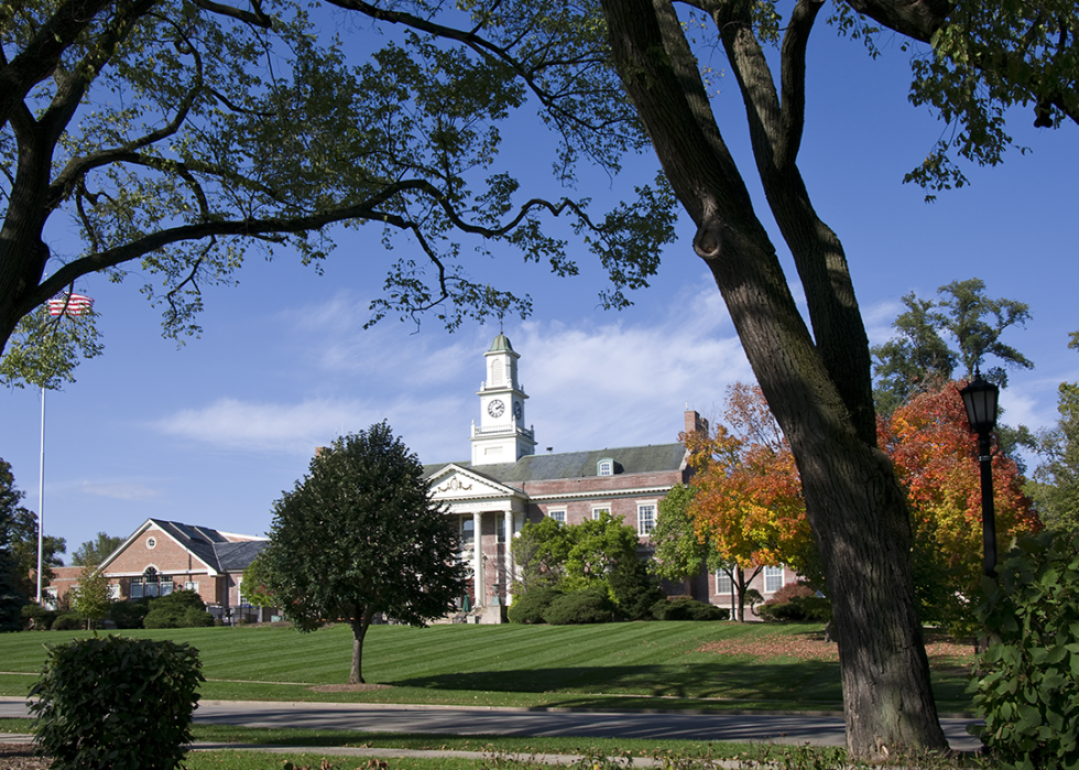 Exterior of Memorial Building or Village Hall in Hinsdale.