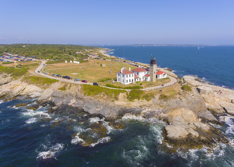 Beavertail State Park aerial view in summer.