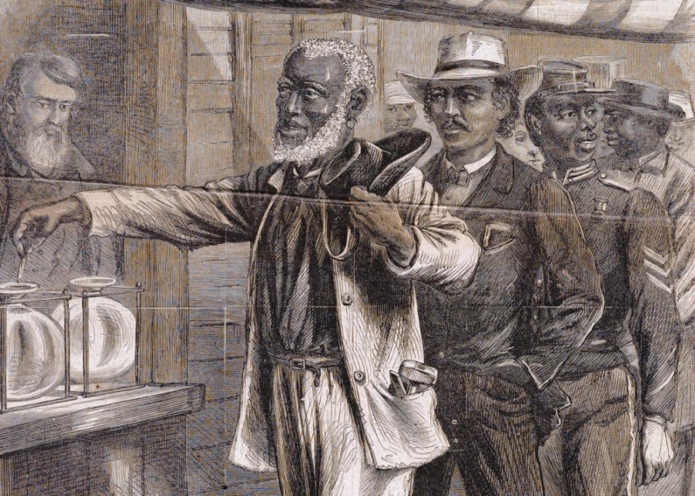Illustration from Harper’s Weekly titled, The First Vote.