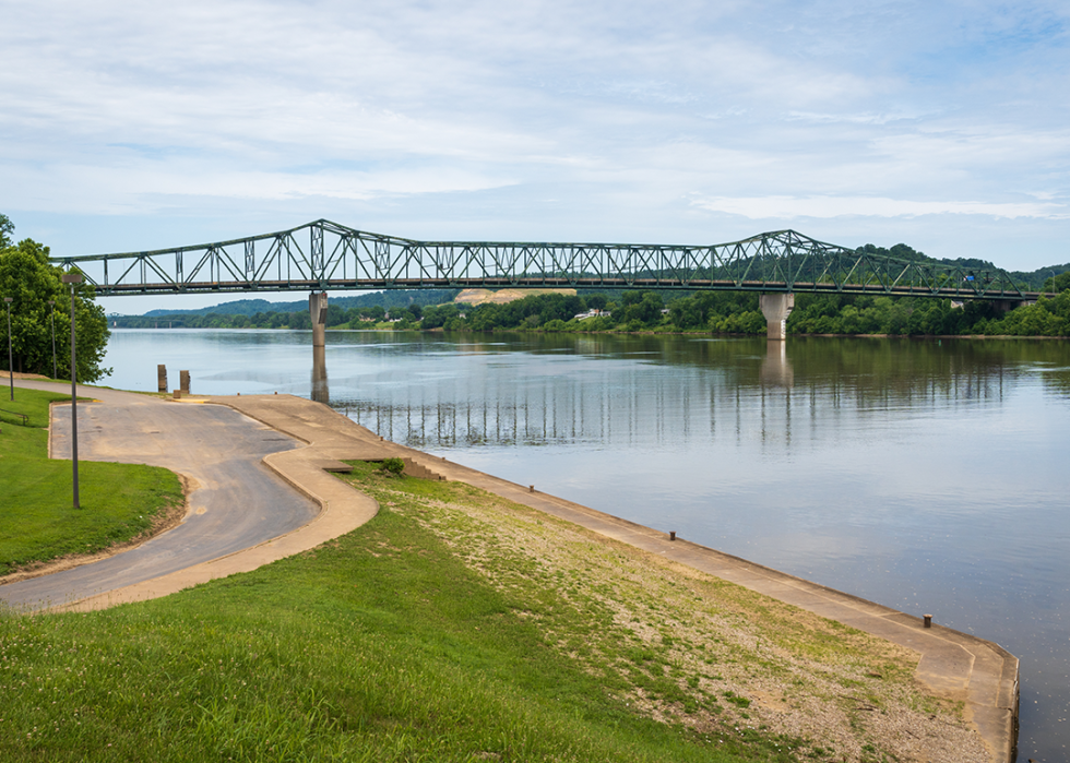Park and Bridge on the Ohio River in Huntington.