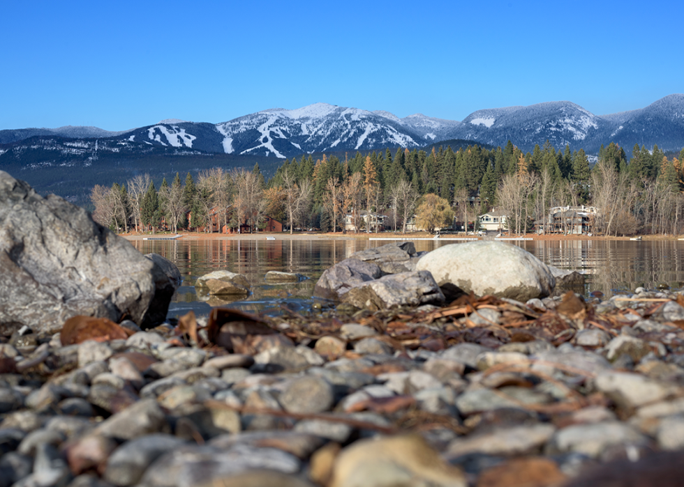 Whitefish Mountain Resort viewed from the shores of Whitefish Lake.