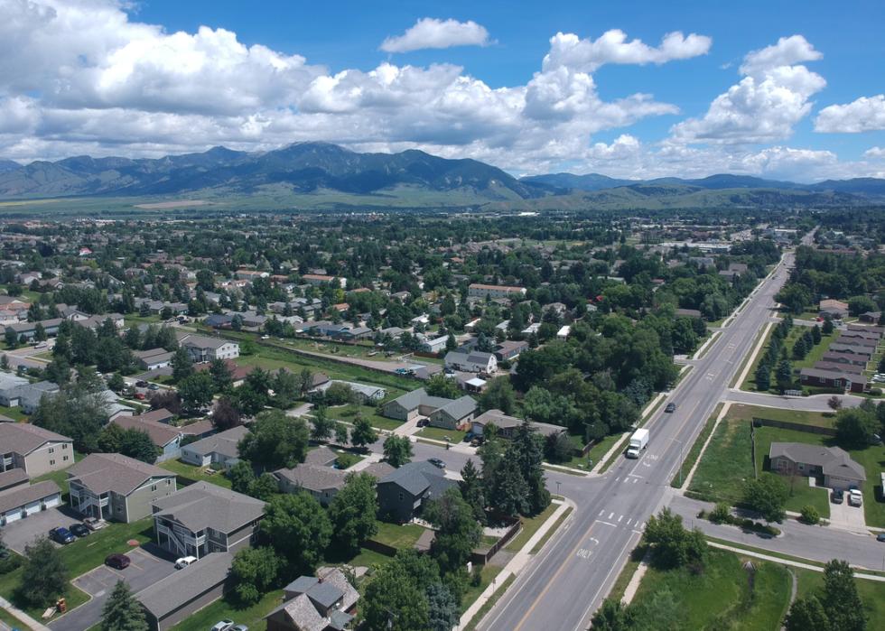 Aerial view Bozeman in summer.